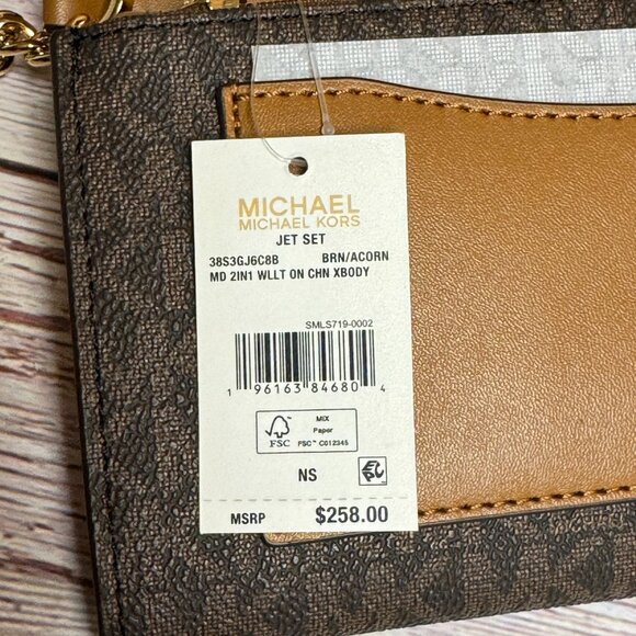 MICHAEL KORS Jet Set 2 in 1 Wallet-On-A-Chain Small Crossbody - Picture 7 of 7
